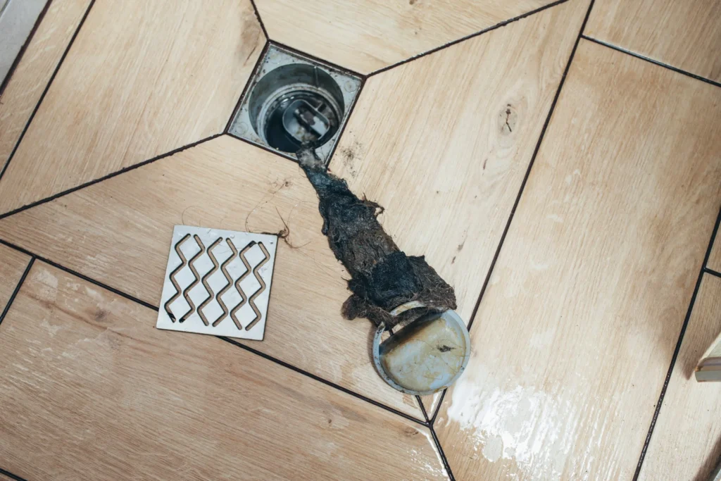 Debris causing clogged drain